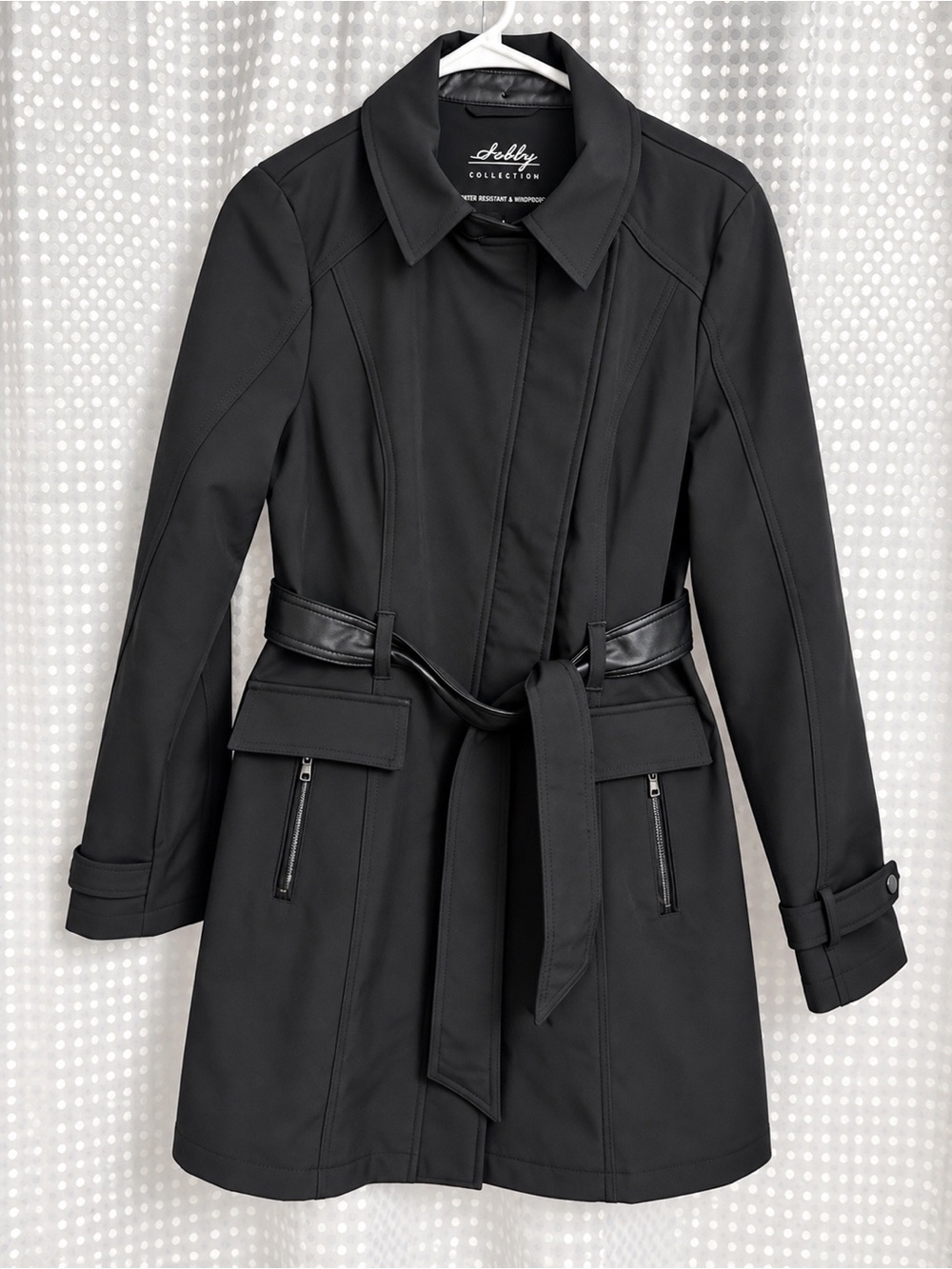Sebby Black Women's Trench Coat with Belt